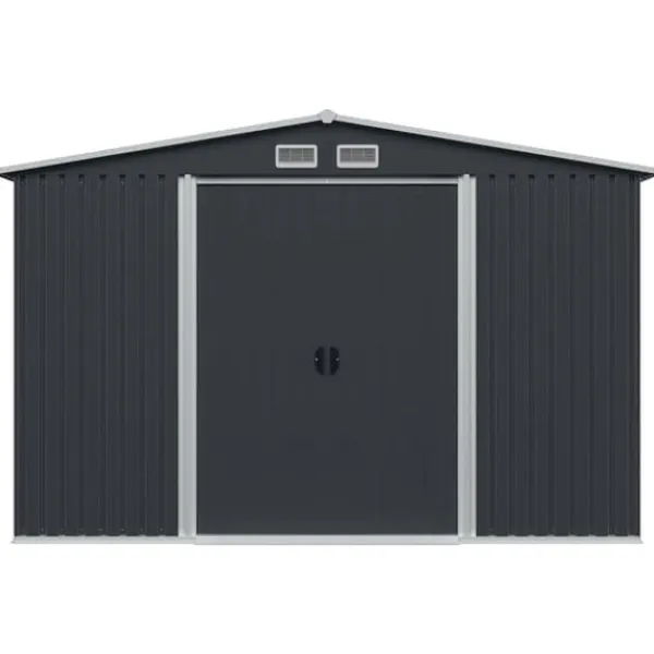 Skure, Garager & Carports^Metalskur til haven - Opbevaring af værktøj | Størrelse: 257x205x178 cm | Farve: Antracitgrå
