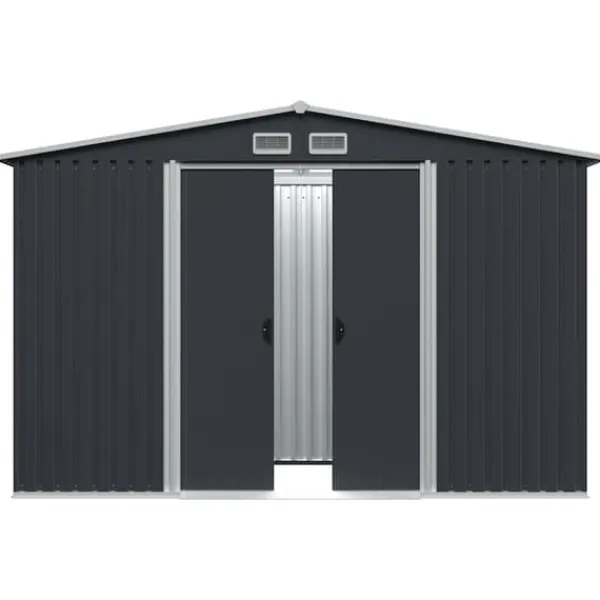 Skure, Garager & Carports^Metalskur til haven - Opbevaring af værktøj | Størrelse: 257x205x178 cm | Farve: Antracitgrå