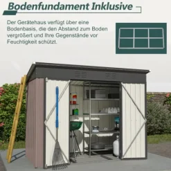 Skure, Garager & Carports^Metalværktøjsskur, 8x4 FT, Vejrbestandig Konstruktion, Skråtag Design, Ventilationssystem, Låselige Døre