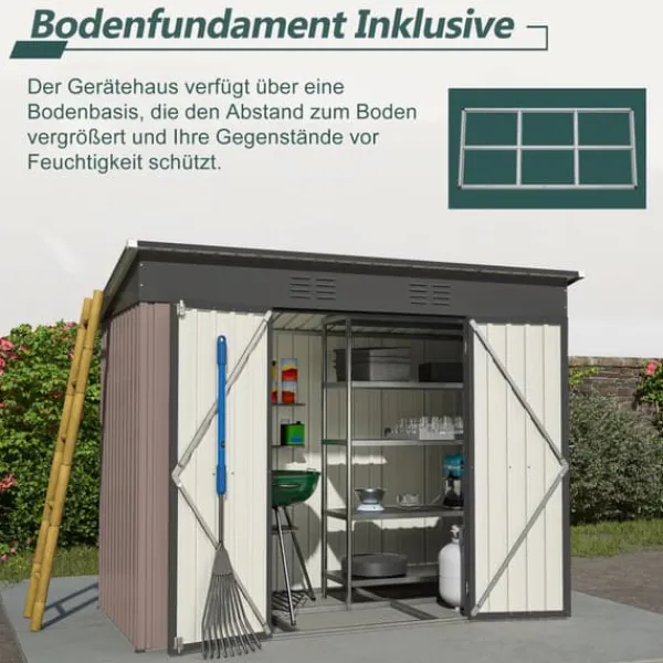 Skure, Garager & Carports^Metalværktøjsskur, 8x4 FT, Vejrbestandig Konstruktion, Skråtag Design, Ventilationssystem, Låselige Døre