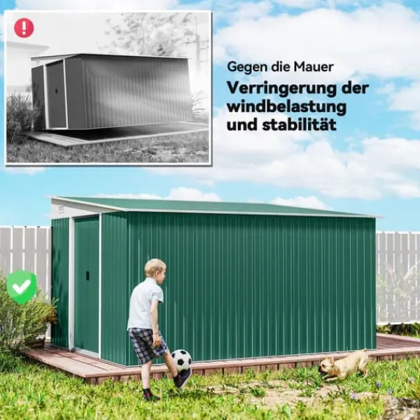 Skure, Garager & Carports^Metalværktøjsskur, 280x345x201 cm, Grøn