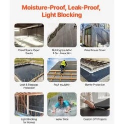 Haveduge^4Mil Plastfolierulle, 3 x 50 FT, Heavy Duty Polyethylen, Sort Farve