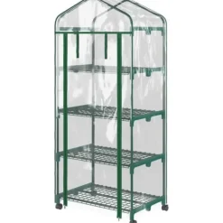 Mini drivhus 69×50×165 cm – 4 hylder, gennemsigtigt Drivhus