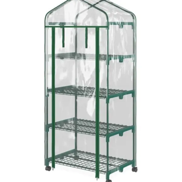 Mini drivhus 69×50×165 cm – 4 hylder, gennemsigtigt Drivhus