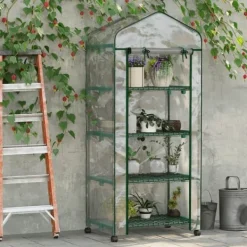 Mini drivhus 69×50×165 cm – 4 hylder, gennemsigtigt Drivhus