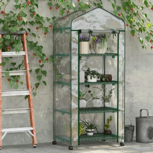 Mini drivhus 69×50×165 cm – 4 hylder, gennemsigtigt Drivhus