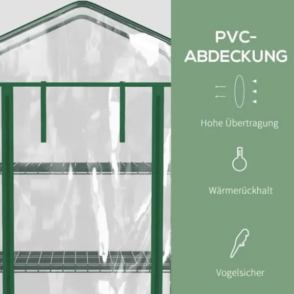 Mini drivhus 69×50×165 cm – 4 hylder, gennemsigtigt Drivhus