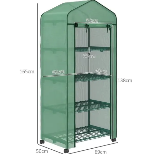 Hot Mini drivhus 69×50×165 cm – 4 hylder, grøn Drivhus