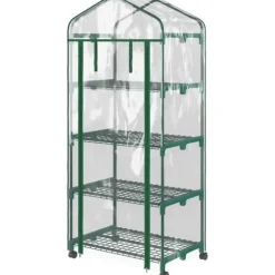 Sale Mini drivhus 69×50×165 cm – 4 hylder, gennemsigtigt Drivhus