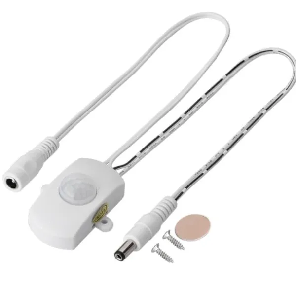 Clearance Mini PIR infrarød bevægelsessensor til LED-strimmel - hvid, 5A, DC 6-24V Bevægelsesdetektorer
