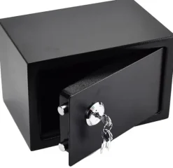 Pengeskabe^Mini Safe, 4,6 Liters Kapacitet, Mekanisk Lås, 3 Nøgler Inkluderet, Holdbart Q235 Stål, Vægmonterbar