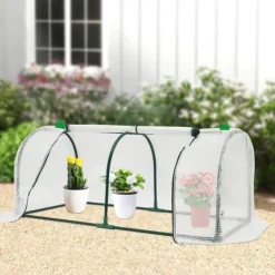 Online Minidrivhus - Altan-/Tomatdrivhus - 120×60×50 cm - Rullevinduer - Til altan og have - Hvid Drivhus