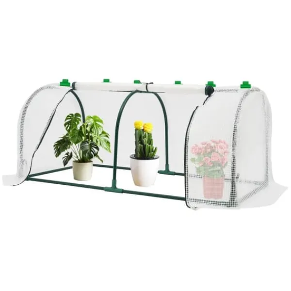 Online Minidrivhus - Altan-/Tomatdrivhus - 120×60×50 cm - Rullevinduer - Til altan og have - Hvid Drivhus
