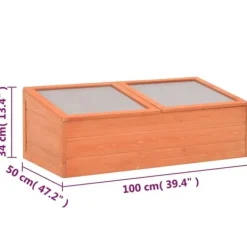 Drivhus^Minidrivhus i træ med hængslet låg - Beskyt dine planter | Størrelse: 100x50x34 cm