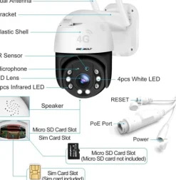 Clearance Mobil Sikkerhedskamera, 2 MP Opløsning, 25FPS Billedfrekvens, 3.6mm Linse, IP66 Vandtæt Vurdering, 4G Forbindelse Sikkerhedsmonitorer & Videokameraer