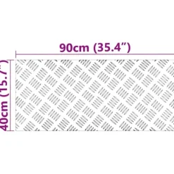 Clearance Moderne Aluminium Checker Plader - Skridsikre Trin | Størrelse: 90x40 cm | Farve: Sølv Pejse