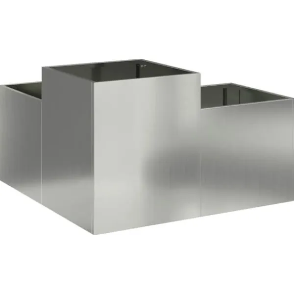 New Moderne blomsterkrukke i galvaniseret stål - Rektangulær | Størrelse: 80x80x48 cm | Farve: Sølv Plantningsbænke