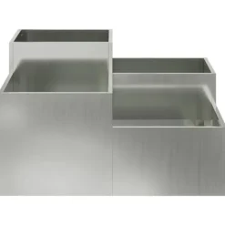 New Moderne blomsterkrukke i galvaniseret stål - Rektangulær | Størrelse: 80x80x48 cm | Farve: Sølv Plantningsbænke