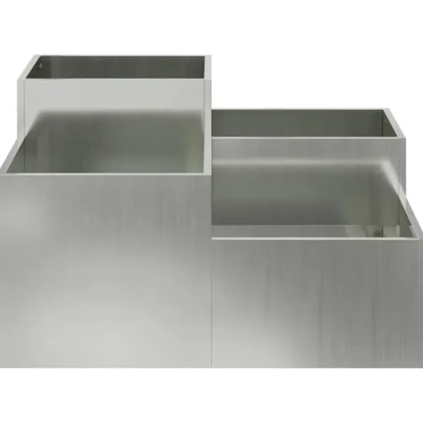 New Moderne blomsterkrukke i galvaniseret stål - Rektangulær | Størrelse: 80x80x48 cm | Farve: Sølv Plantningsbænke