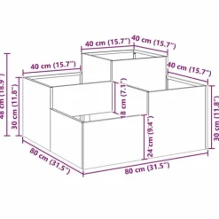 New Moderne blomsterkrukke i galvaniseret stål - Rektangulær | Størrelse: 80x80x48 cm | Farve: Sølv Plantningsbænke