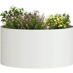 Krukker & Plantebeholdere^Moderne blomsterkrukke i stål - Plante stativ til indendørs og udendørs brug | Størrelse: 40 x 40 x 20 cm | Farve: Hvid