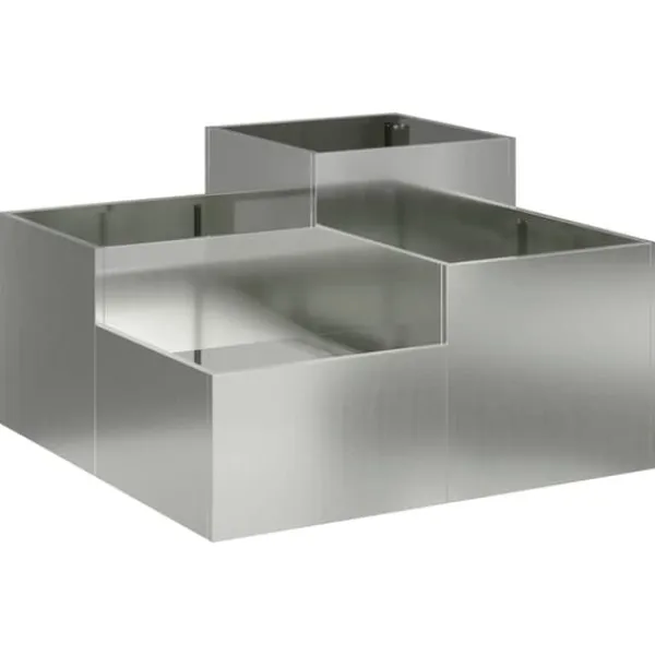 Plantningsbænke^Moderne Blomsterkrukke i Galvaniseret Stål - Rektangulær | Størrelse: 100x100x48 cm | Farve: Sølv