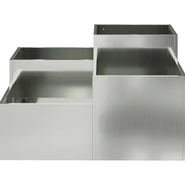 Plantningsbænke^Moderne Blomsterkrukke i Galvaniseret Stål - Rektangulær | Størrelse: 100x100x48 cm | Farve: Sølv