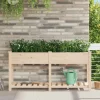 Plantningsbænke^Moderne blomsterkrukke i massiv fyrretræ med hylde | Størrelse: 161x43x76.5 cm | Farve: Beige