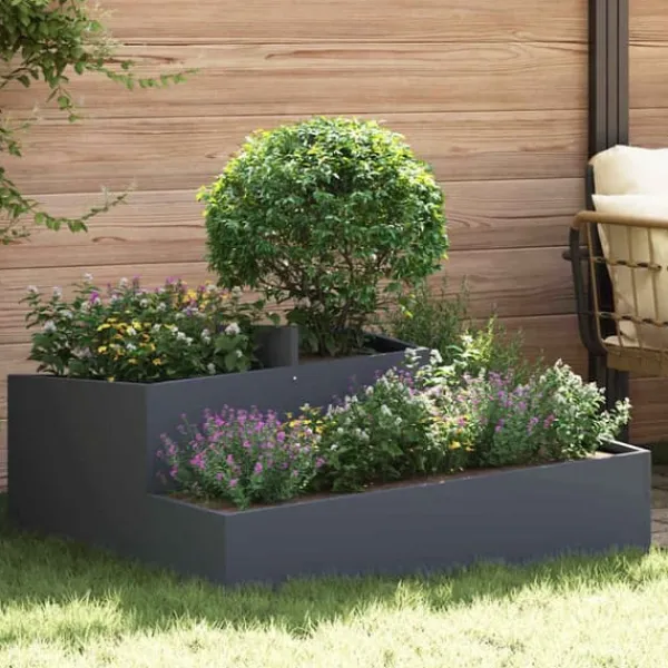 Outlet Moderne blomsterkrukke i stål - UV-resistent og holdbar | Størrelse: 100x100x50 cm | Farve: Antracit Krukker & Plantebeholdere
