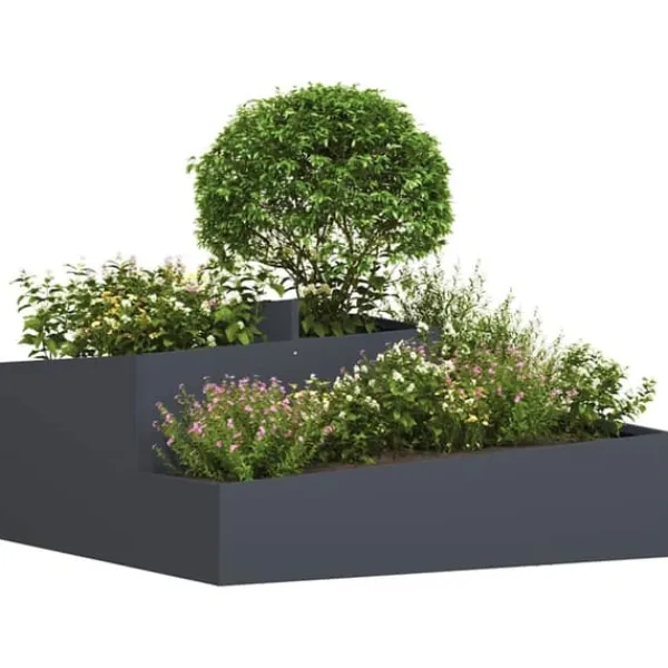 Outlet Moderne blomsterkrukke i stål - UV-resistent og holdbar | Størrelse: 100x100x50 cm | Farve: Antracit Krukker & Plantebeholdere