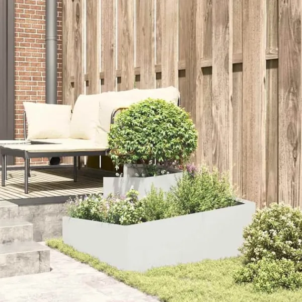 Krukker & Plantebeholdere^Moderne blomsterkrukke i stål - Indendørs & udendørs | Farve: Hvid | Størrelse: 80x80x50 cm