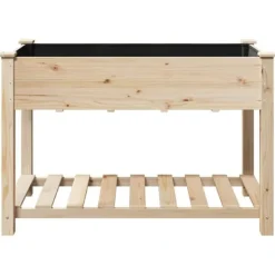 Plantningsbænke^Moderne Blomsterkrukke i Massivt Fyrretræ med Hylde | Farve: Beige | Størrelse: 115 x 59 x 76.5 cm