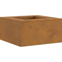 Pejse^Moderne bålsted i forvitret stål - Rektangulært ildsted | Størrelse: 60x60x30 cm