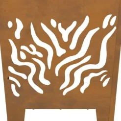 Pejse^Moderne bålsted i forvitret stål - Firkantet design | Størrelse: 40x40x40 cm | Farve: Brun