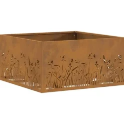 Pejse^Moderne bålsted i forvitret stål - Firkantet ildsted | Størrelse: 60x60x30 cm