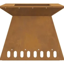 Moderne bålsted i forvitret stål - Firkantet design | Størrelse: 48x48x40 cm | Farve: Brun Pejse