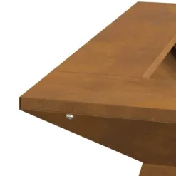 Moderne bålsted i forvitret stål - Firkantet design | Størrelse: 48x48x40 cm | Farve: Brun Pejse