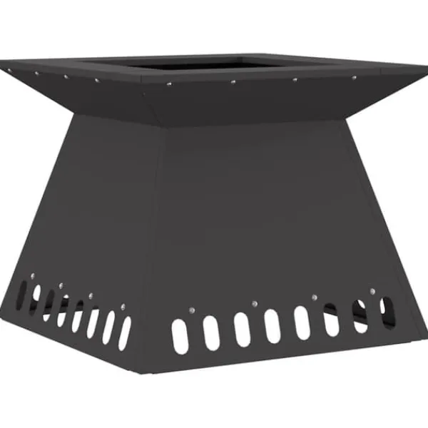 Clearance Moderne bålsted i koldvalset stål - Firkantet design | Størrelse: 48 x 48 x 40 cm | Farve: Sort Pejse