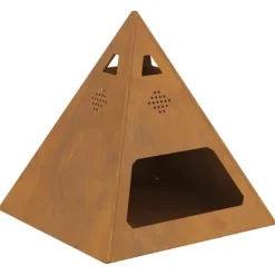 New Moderne bålsted i stål - Pyramideformet design | Størrelse: 50x50x51 cm | Farve: Brun Pejse