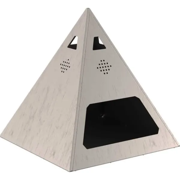 New Moderne bålsted i stål - Pyramideformet design | Størrelse: 50x50x51 cm | Farve: Brun Pejse