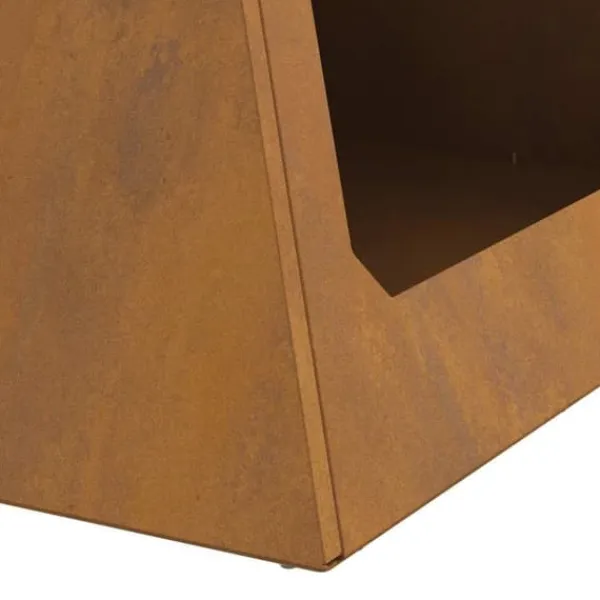 New Moderne bålsted i stål - Pyramideformet design | Størrelse: 50x50x51 cm | Farve: Brun Pejse