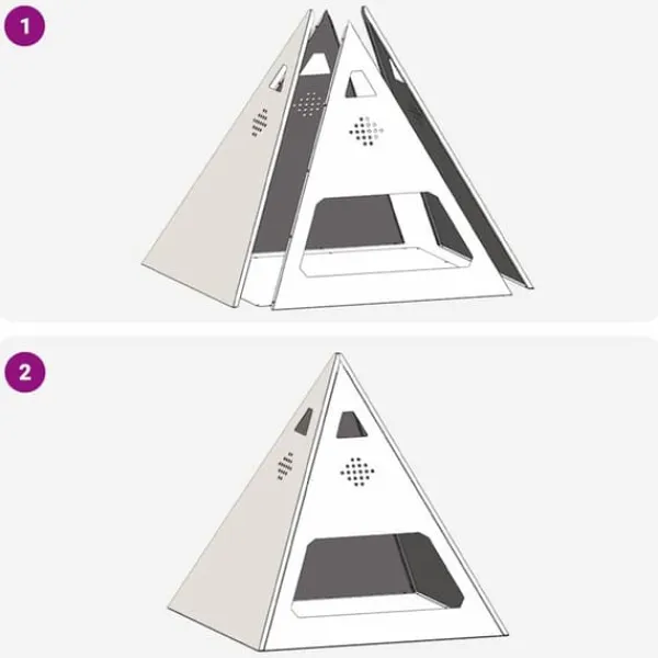 New Moderne bålsted i stål - Pyramideformet design | Størrelse: 50x50x51 cm | Farve: Brun Pejse