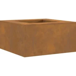 Pejse^Moderne bålsted i stål - Rektangulært udendørs ildsted | Størrelse: 80x80x40 cm | Farve: Brun