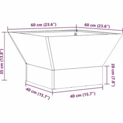 Brændeovne^Moderne bålsted i stål 60x60x35 cm - Udendørs ildsted | Farve: Sort