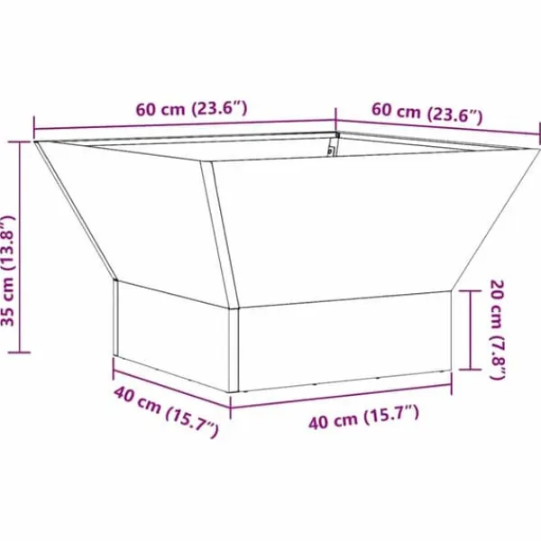 Brændeovne^Moderne bålsted i stål 60x60x35 cm - Udendørs ildsted | Farve: Sort