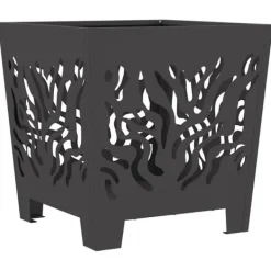 Pejse^Moderne firkantet bålsted i koldvalset stål | Størrelse: 40x40x40 cm | Farve: Sort
