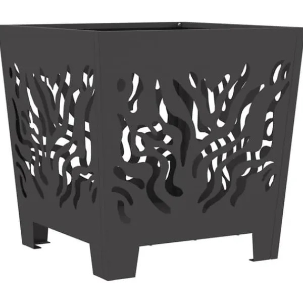 Pejse^Moderne firkantet bålsted i koldvalset stål | Størrelse: 40x40x40 cm | Farve: Sort