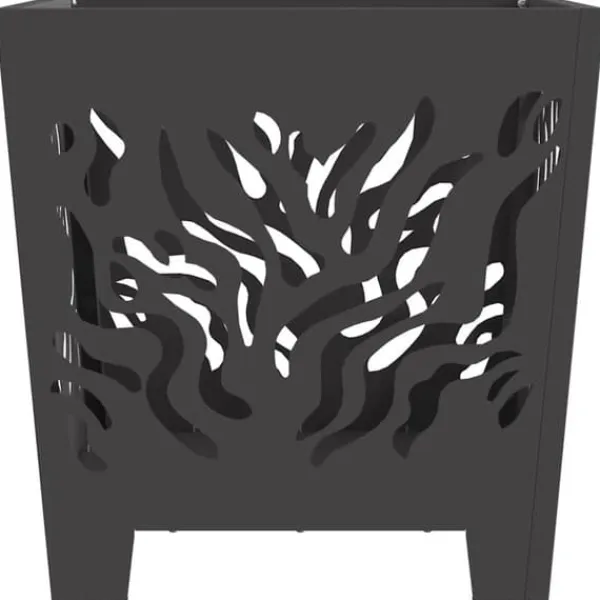 Pejse^Moderne firkantet bålsted i koldvalset stål | Størrelse: 40x40x40 cm | Farve: Sort