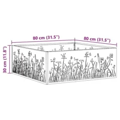 Outlet Moderne firkantet bålsted i koldvalset stål | Størrelse: 80x80x30 cm | Farve: Sort Pejse