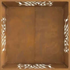 Outlet Moderne firkantet bålsted - Bålplads til udendørs brug | Farve: Brun | Størrelse: 60x60x40 cm Pejse